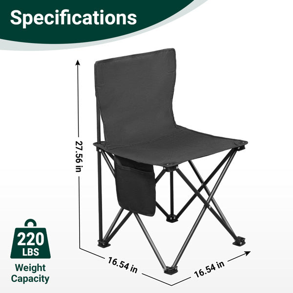 4pcs, 42X42X70cm Black Camping Chair