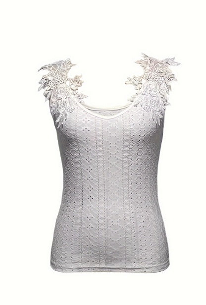 New Fashionable Solid Color Elegant Temperament Lace Women's Vacation Style Vest Top