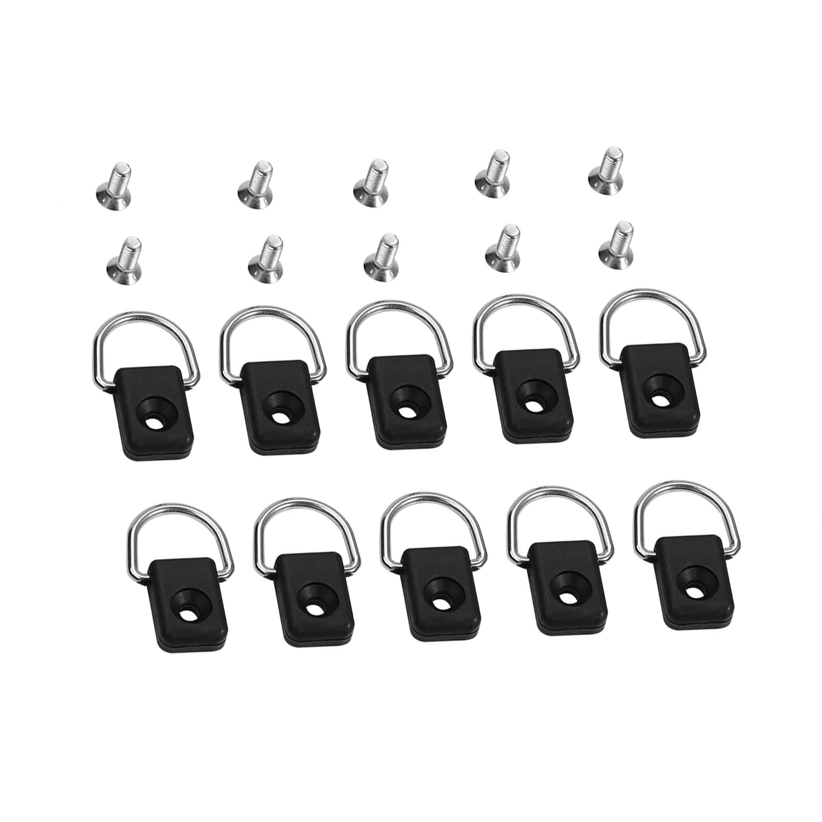 10pcs Black Canoe Kayak Fishing Rigging D Ring With M6 Screws For Bungee Kit Accessory