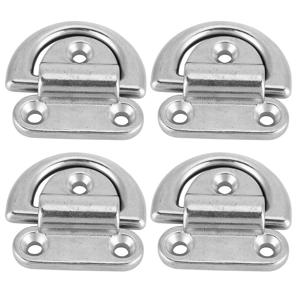 316 Stainless Steel Boat Folding Pad Eye Lashing D Ring Tie Down Cleat (4 Pcs 8mm)