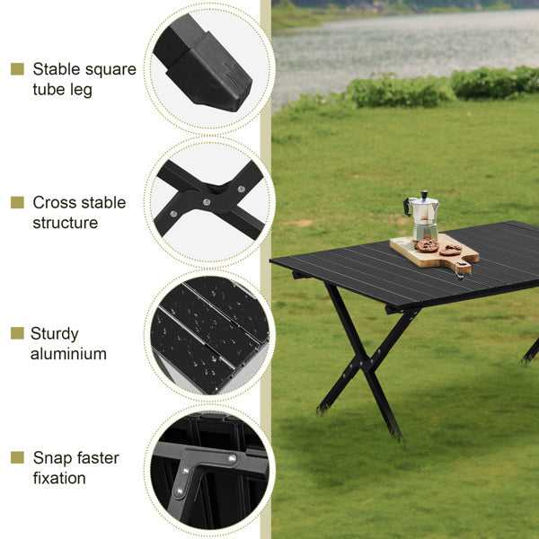 86X60X42cm Black Camping Roll Table