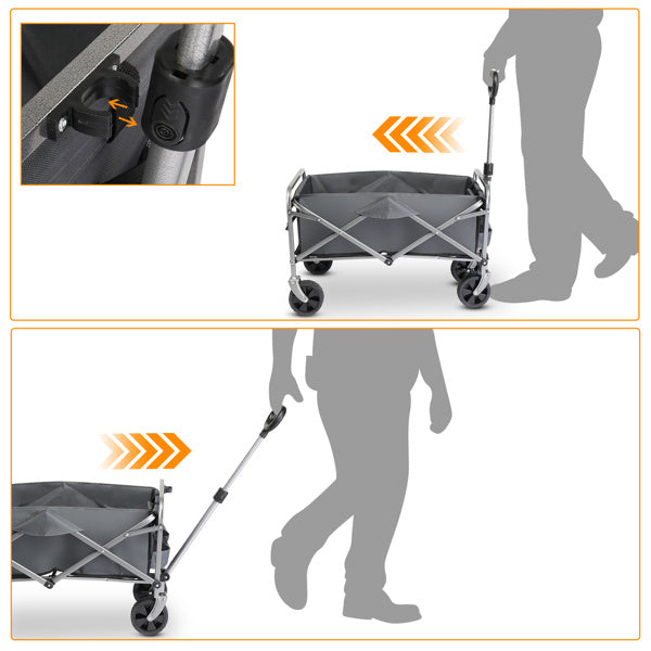 29x18x33in Grey Cloth Silver Frame 600D Oxford Cloth Steel Frame Small Wheels Flat Fold Garden Folding Cart 220lbs1